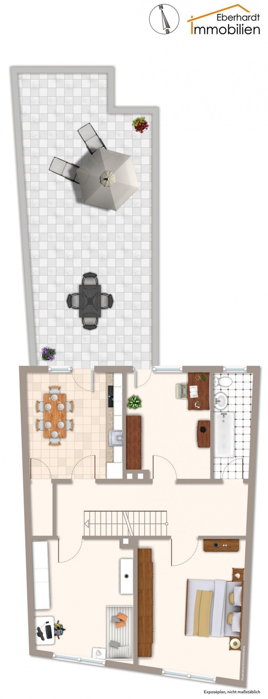 Grundriss Obergeschoss Reihenmittelhaus Waldkappel